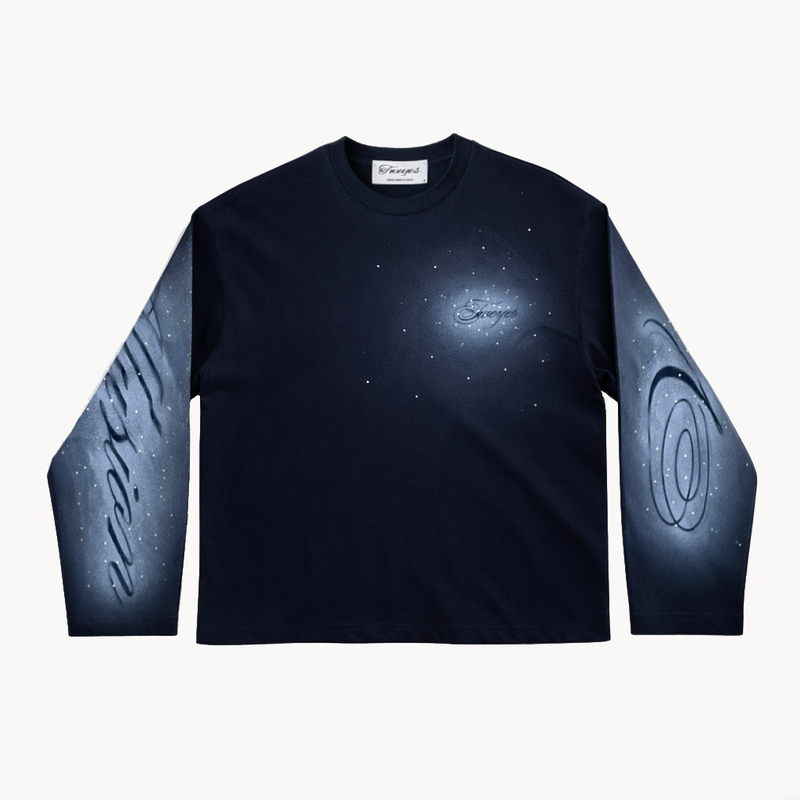 Longsleeve streetwear nera sfumata effetto gradient vista frontale